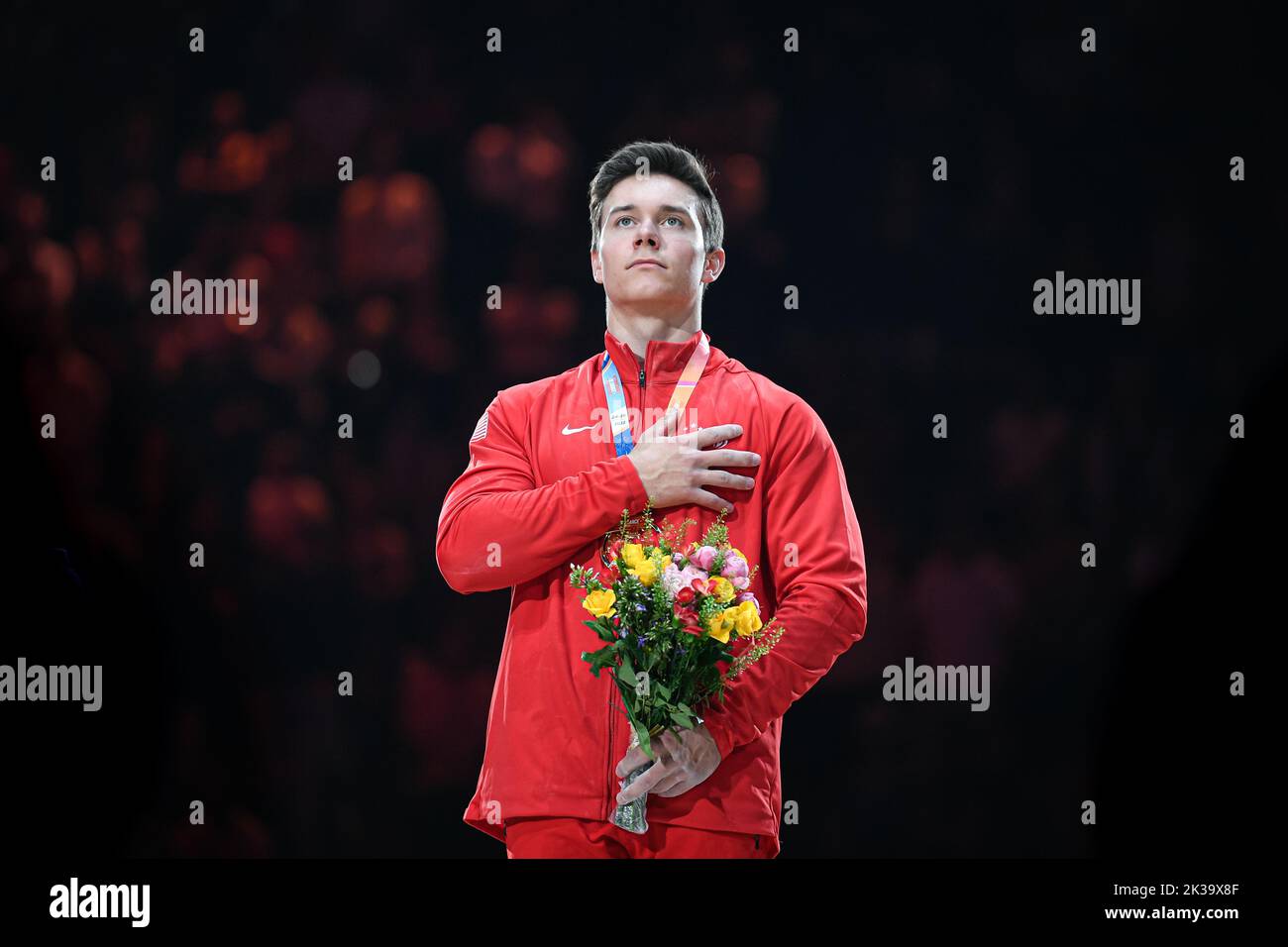 Paris, France. 25th Sep, 2022. Brody Malone of USA during the FIG World Cup Challenge 'Internationaux de France', Artistic Gymnastics event at AccorHotels Arena on September 25, 2022 in Paris, France. Credit: Victor Joly/Alamy Live News Stock Photo