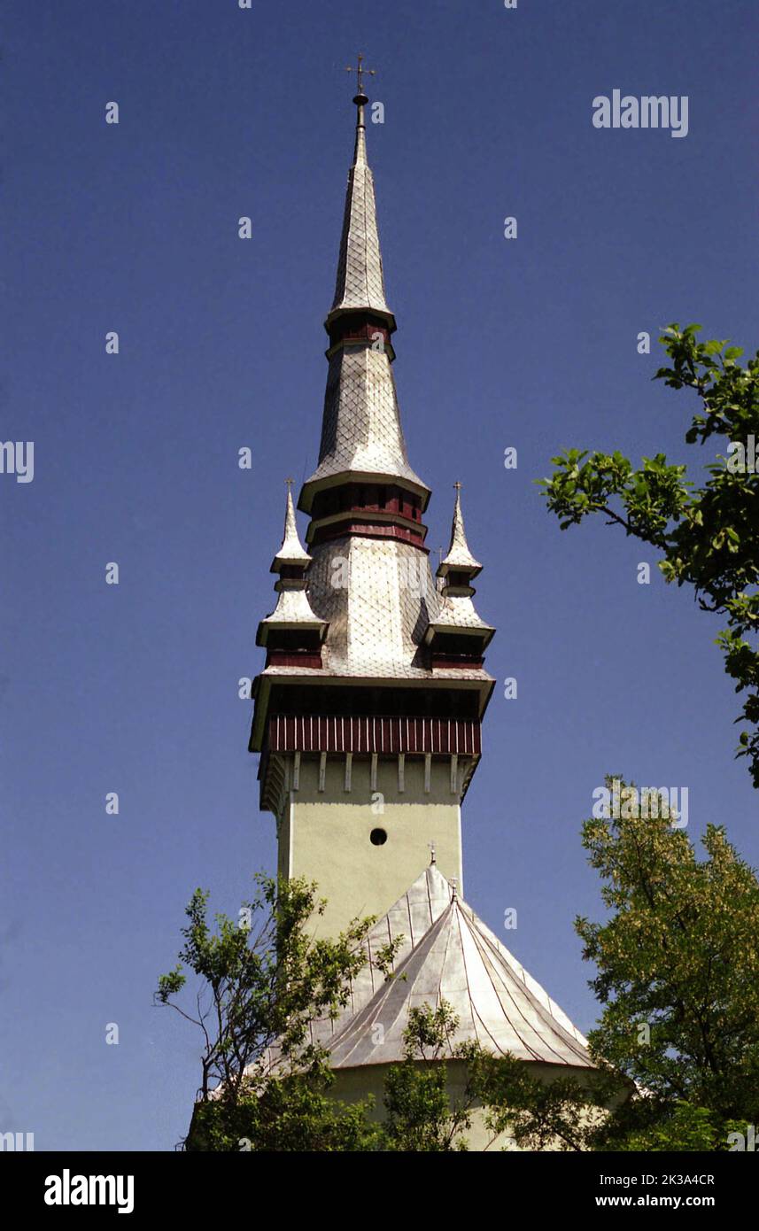 Roșia Montana, Alba County, Romania, approx. 1999. Exterior view of the Greek-Catholic church (b. 1741). Stock Photo