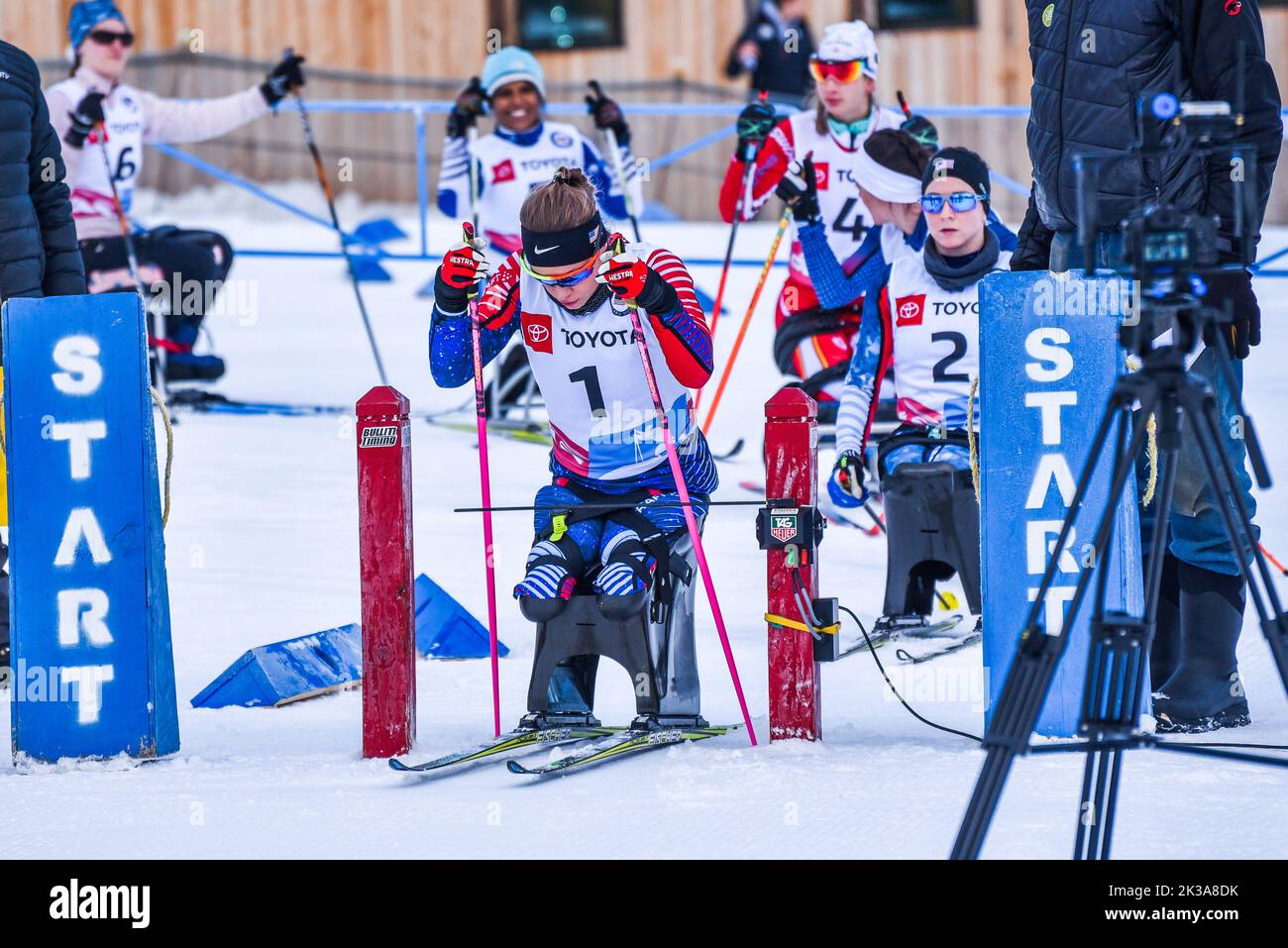 Oksana Masters at the 2019 U.S. Paralympic National Cross Country Ski Championships at Craftsbury Outdoor Center, VT, USA. Stock Photo