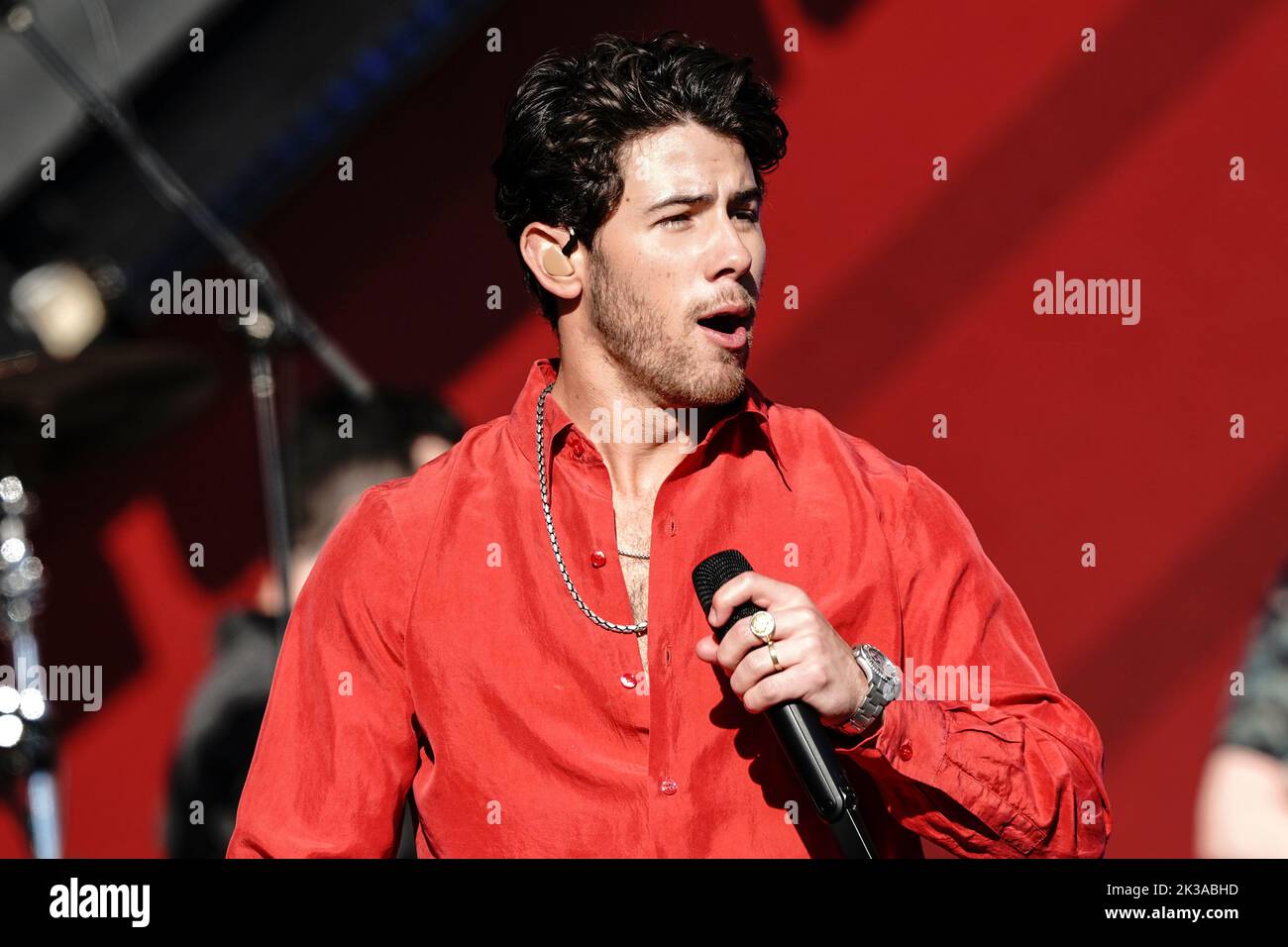 New York, NY - September 24, 2022: Jonas Brothers perform at Global Citizen Festival NYC in Central Park Stock Photo