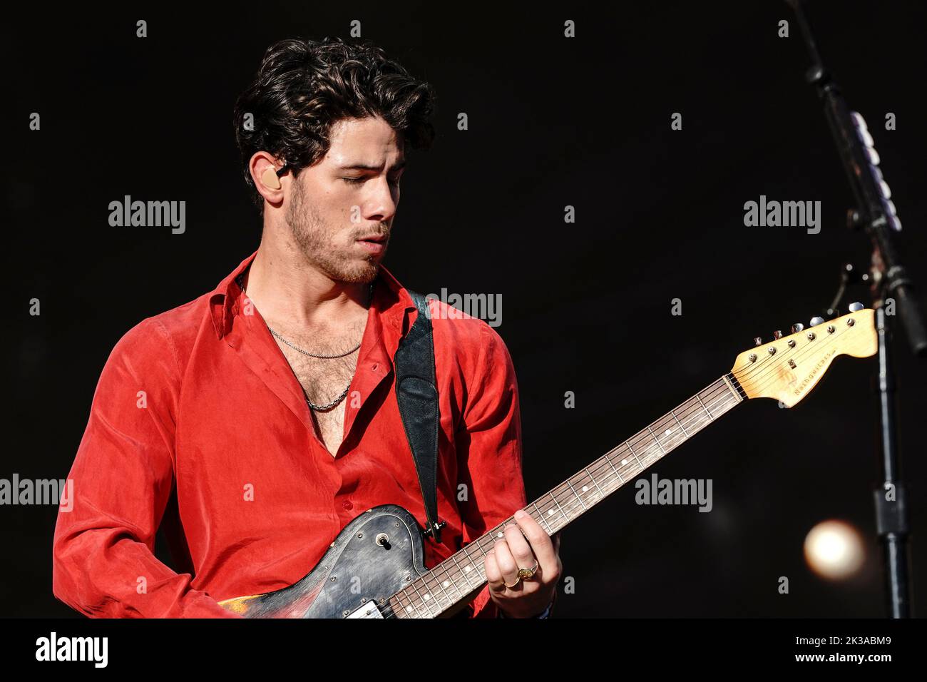 New York, NY - September 24, 2022: Jonas Brothers perform at Global Citizen Festival NYC in Central Park Stock Photo