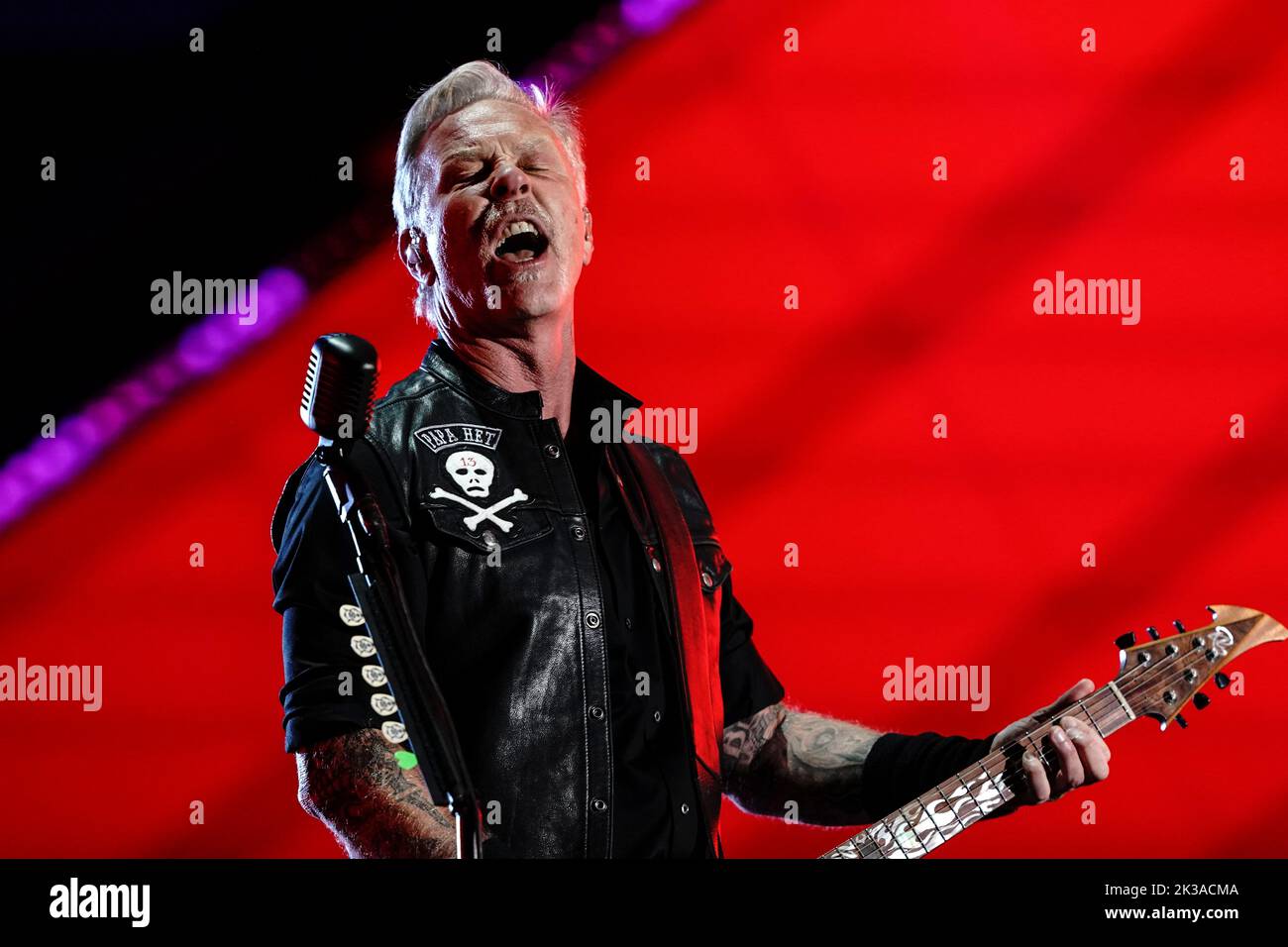 New York, NY - September 24, 2022: James Hetfield of Metallica performs at Global Citizen Festival NYC in Central Park Stock Photo