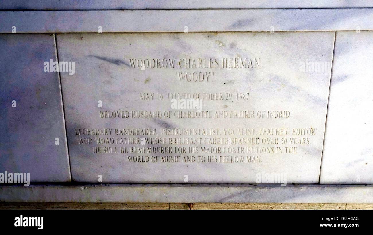 Woody Herman crypt at Hollywood Forever Cemetery  Credit:  Ron Wolfson /MediaPunch Stock Photo