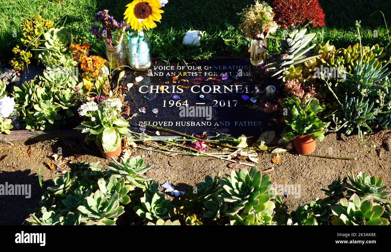 Los Angeles CA:  Chris Cornell Grave at Hollywood Forever Cemetery.  Credit: Ron Wolfson / MediaPunch Stock Photo