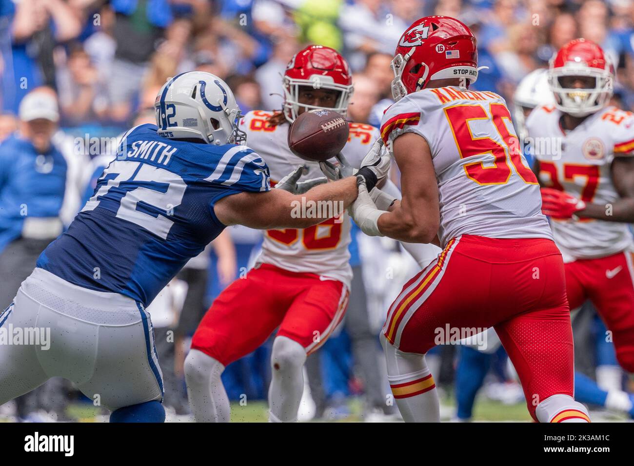 Tackle (72) Braden Smith of the Indianapolis Colts lines up against the  Tampa Bay Buccaneers in an NFL football game, Sunday, Nov. 28, 2021, in  Indianapolis, IN. The Buccaneers defeated the Colts