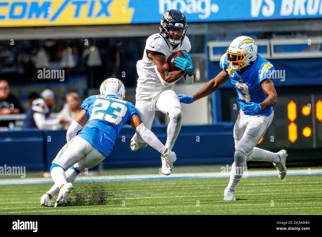 Los Angeles Chargers safety Derwin James Jr. (3) in action during an NFL  football game against the Las Vegas Raiders, Sunday, September 11, 2022 in  Inglewood, Calif. The Chargers defeated the Raiders