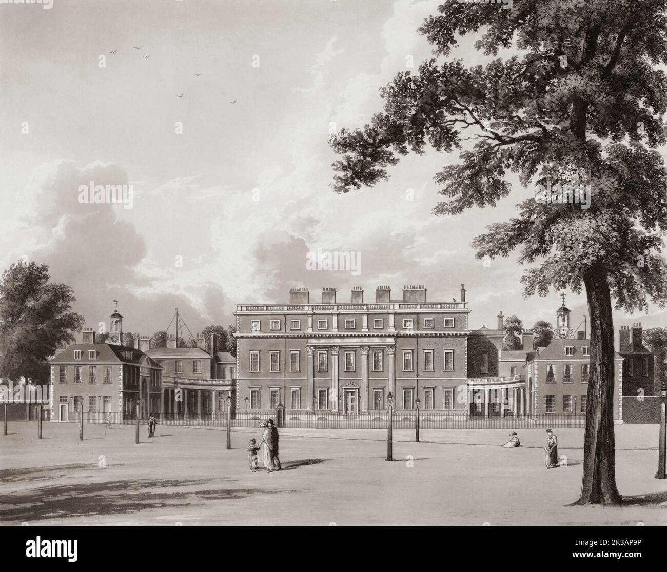 St James's Park, Buckingham Palace, London, England, afterThomas Sutherland, 1810 Stock Photo