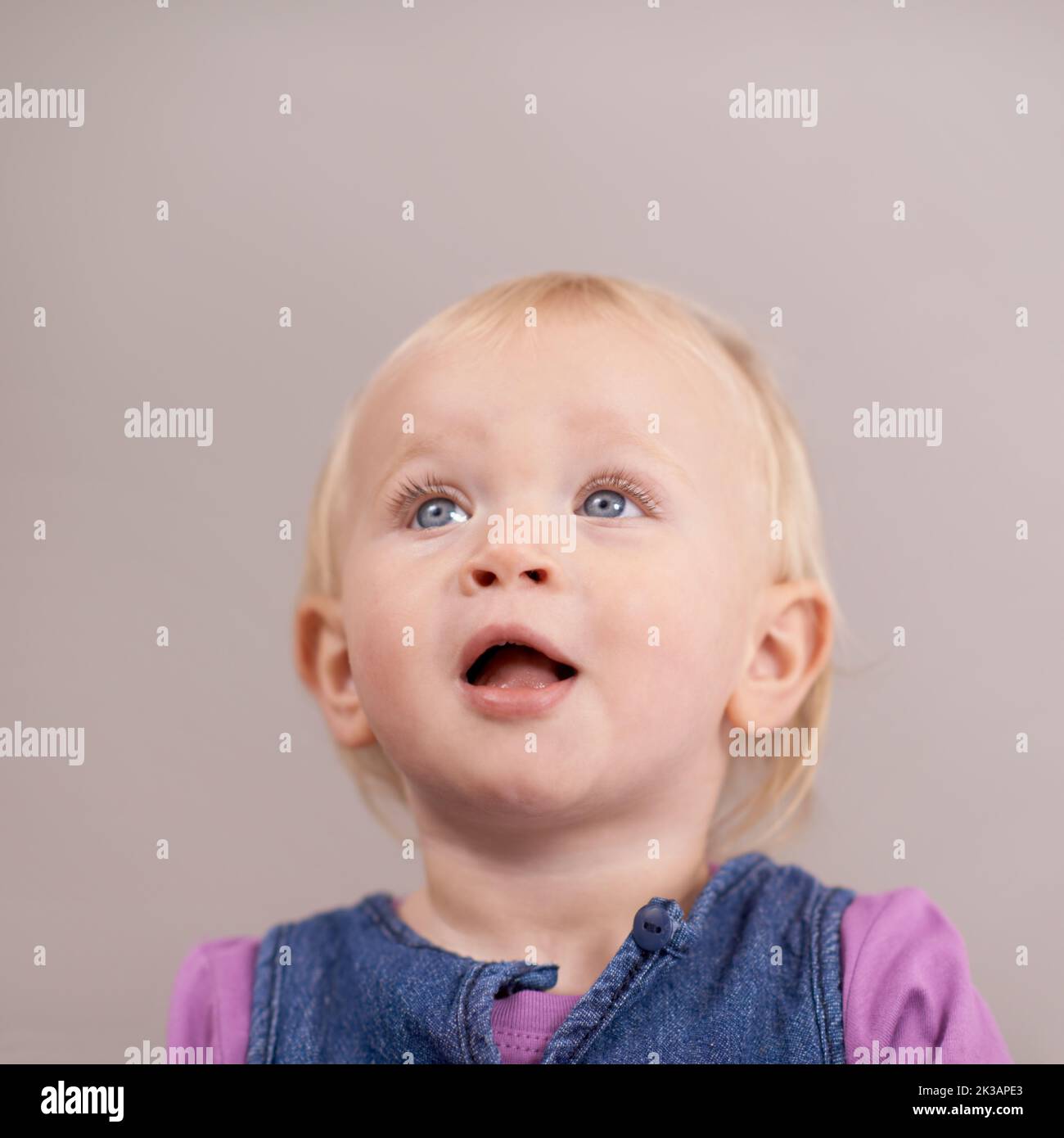 Hes such an adorable little boy. Studio shot of a baby girl looking