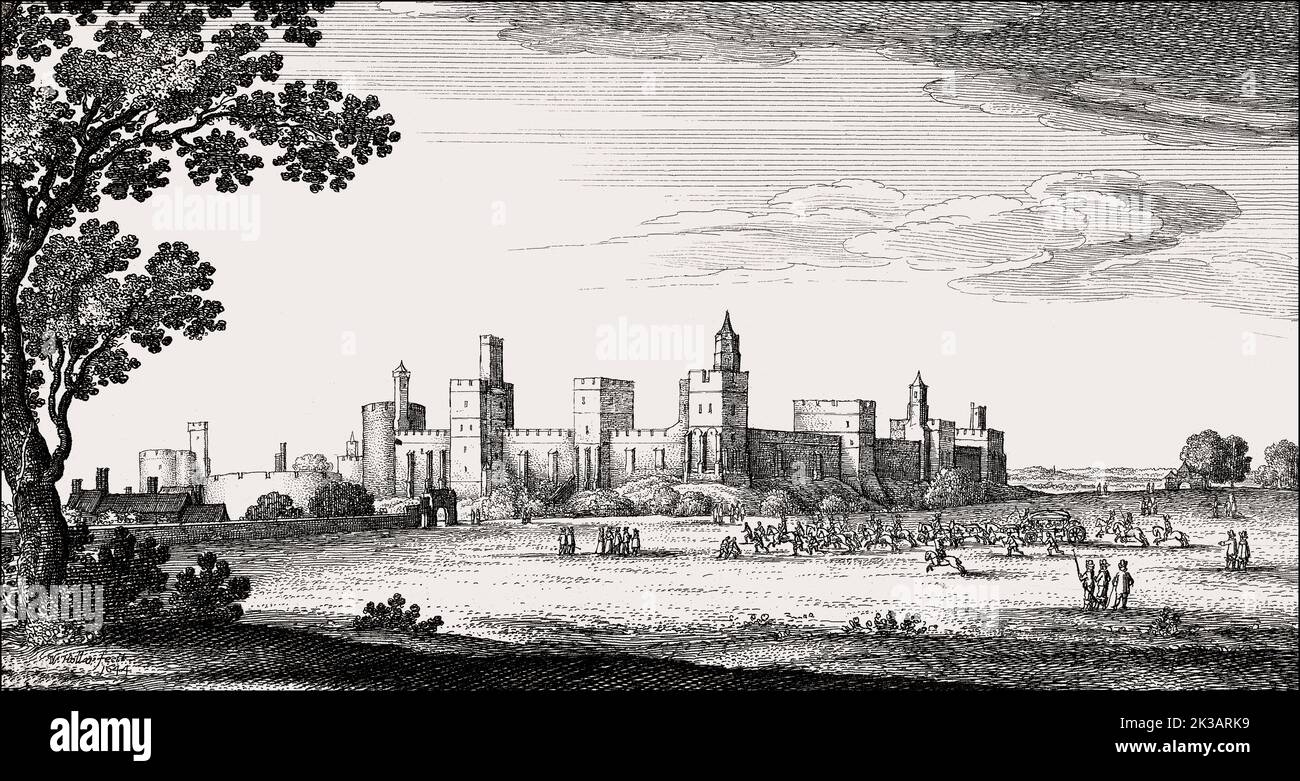 Windsor Castle, 17th century, royal residence at Windsor, Berkshire, England, UK, after Wenceslaus Hollar Stock Photo