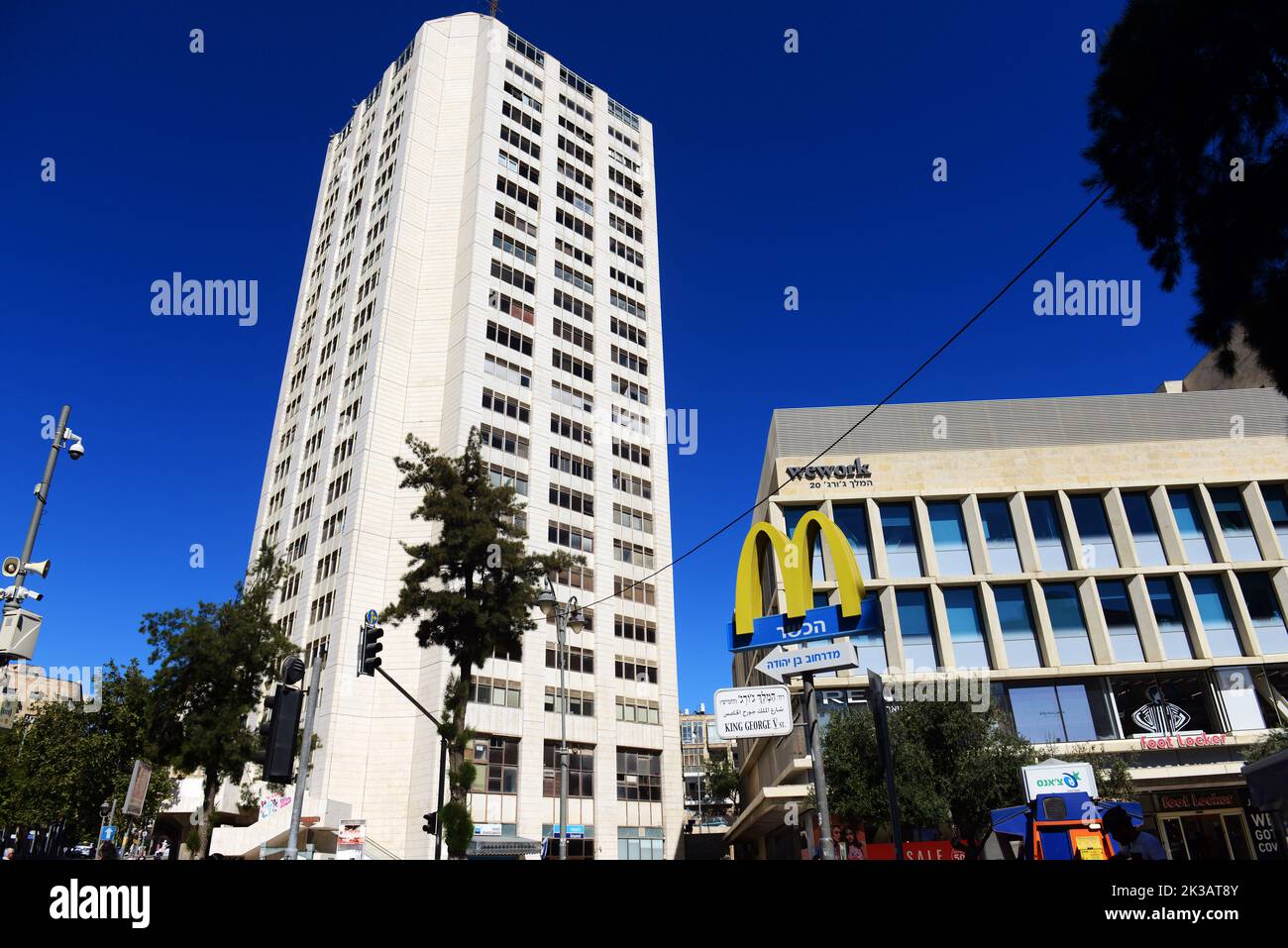 The iconic City Towe and the WeWork office in the center of Jerusalem, Israel. Stock Photo