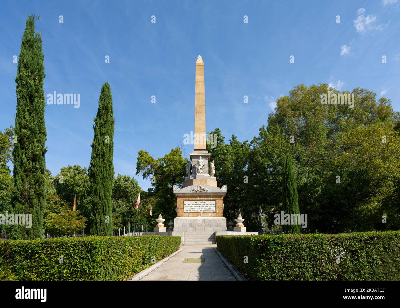 Madrid, Spain, September 2022.  the monument dedicated to the fallen of Spain in the Plaza de la Lealtad in the city center Stock Photo