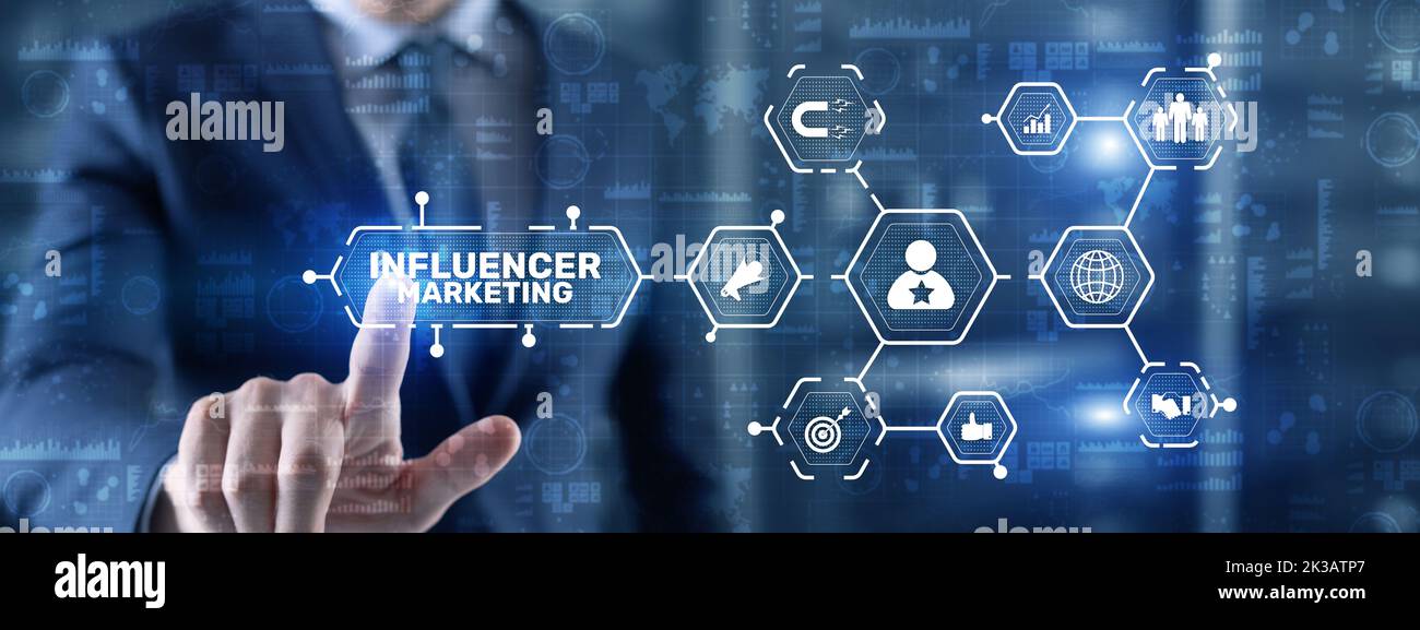 Influencer Social marketing concept. Business Internet Technology Stock Photo