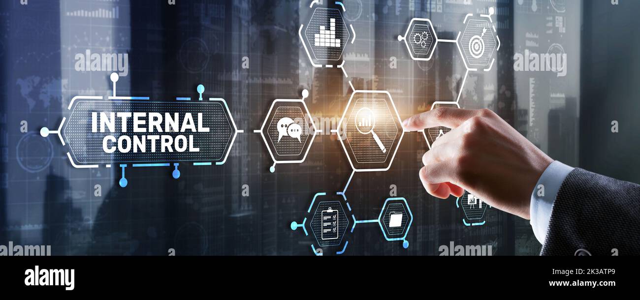 Internal control on virtual screen. Accounting and audit Stock Photo