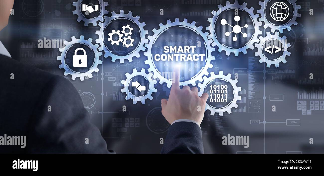 Smart Contract. Computer algorithm designed to generate, control and provide information Stock Photo
