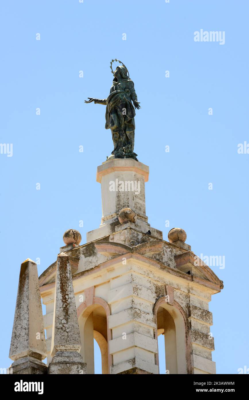 Statue on top of Terra Sancta Chapel in central Jerusalem, Israel. Stock Photo