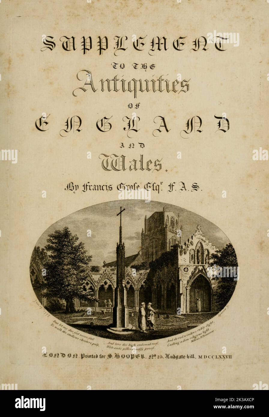 Frontispiece from the book ' Supplement to the antiquities of England and Wales ' by Francis Grose, Publication date 1777 Stock Photo