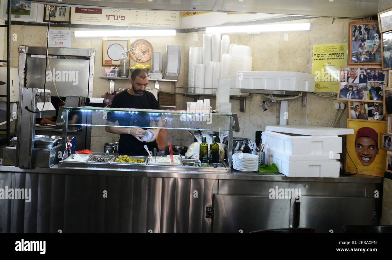 The Pinati Hummus & middle eastern restaurant is one of the most popular in Jerusalem. Stock Photo