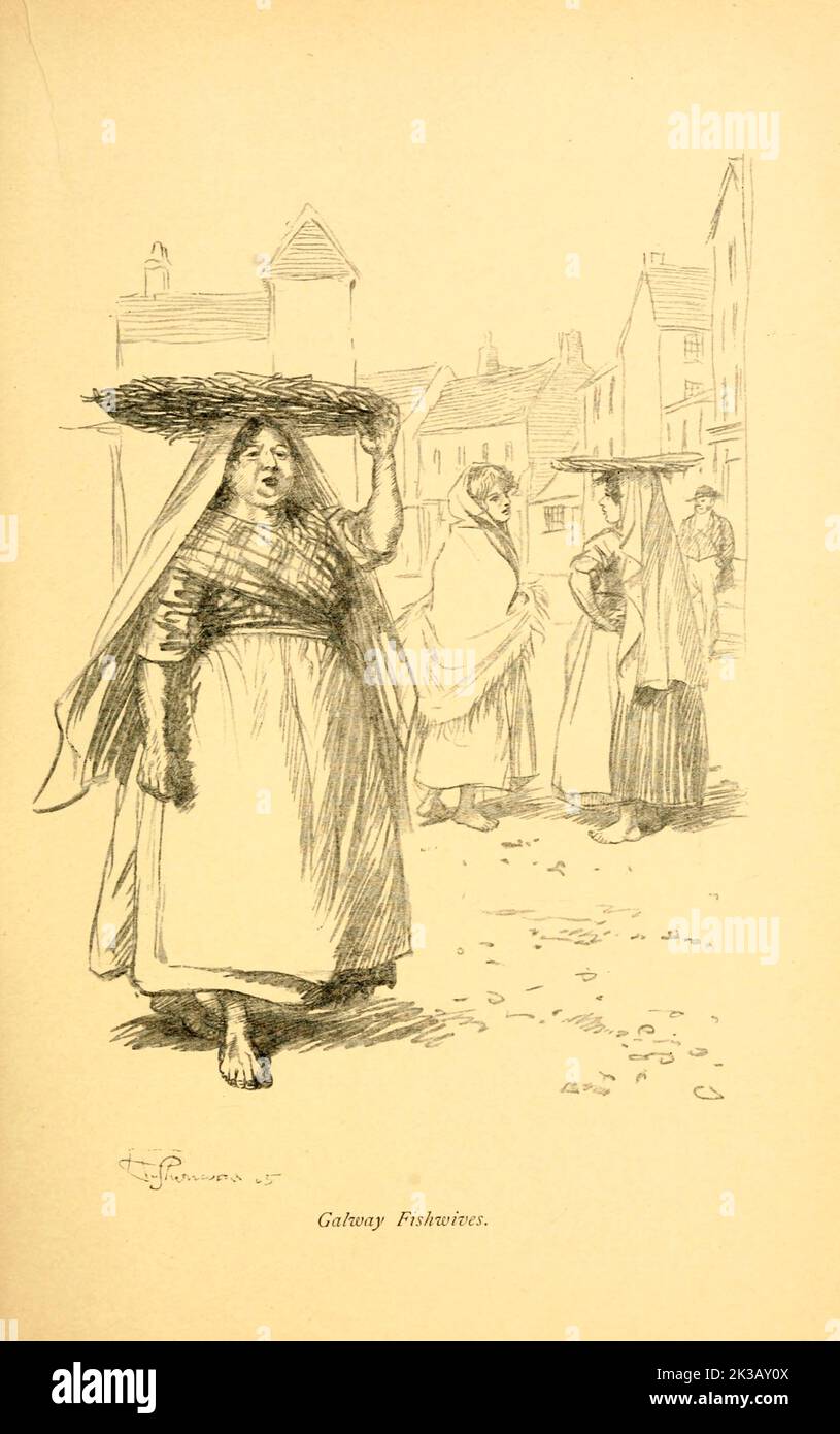 Galway Fishwives illustrated by Hugh Thomson from the book ' The famous cities of Ireland ' by Gwynn, Stephen Lucius, Publisher: Publisher: Dublin, Maunsel & Co., ; New York, The Macmillan Co 1915 Stock Photo