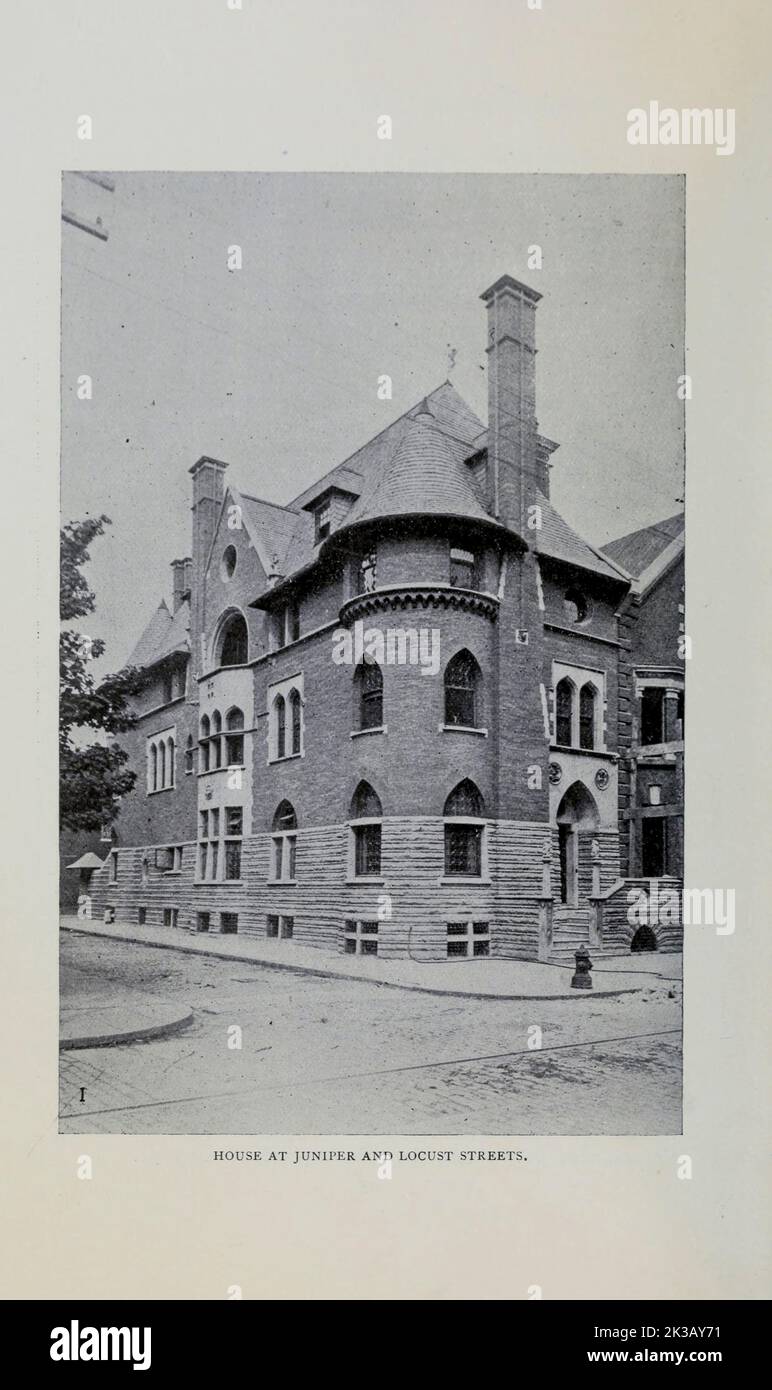 HOUSE AT JUNIPER AND LOCUST STREETS from the Article RECENT ARCHITECTURE IN PHILADELPHIA. By Prof. Warren P. Laird. from The Engineering Magazine DEVOTED TO INDUSTRIAL PROGRESS Volume VIII April to September, 1895 NEW YORK The Engineering Magazine Co Stock Photo