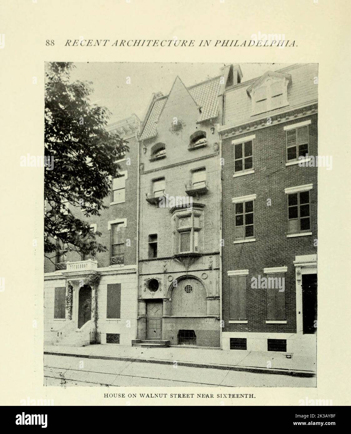 HOUSE ON WALNUT STREET NEAR SIXTEENTH from the Article RECENT ARCHITECTURE IN PHILADELPHIA. By Prof. Warren P. Laird. from The Engineering Magazine DEVOTED TO INDUSTRIAL PROGRESS Volume VIII April to September, 1895 NEW YORK The Engineering Magazine Co Stock Photo