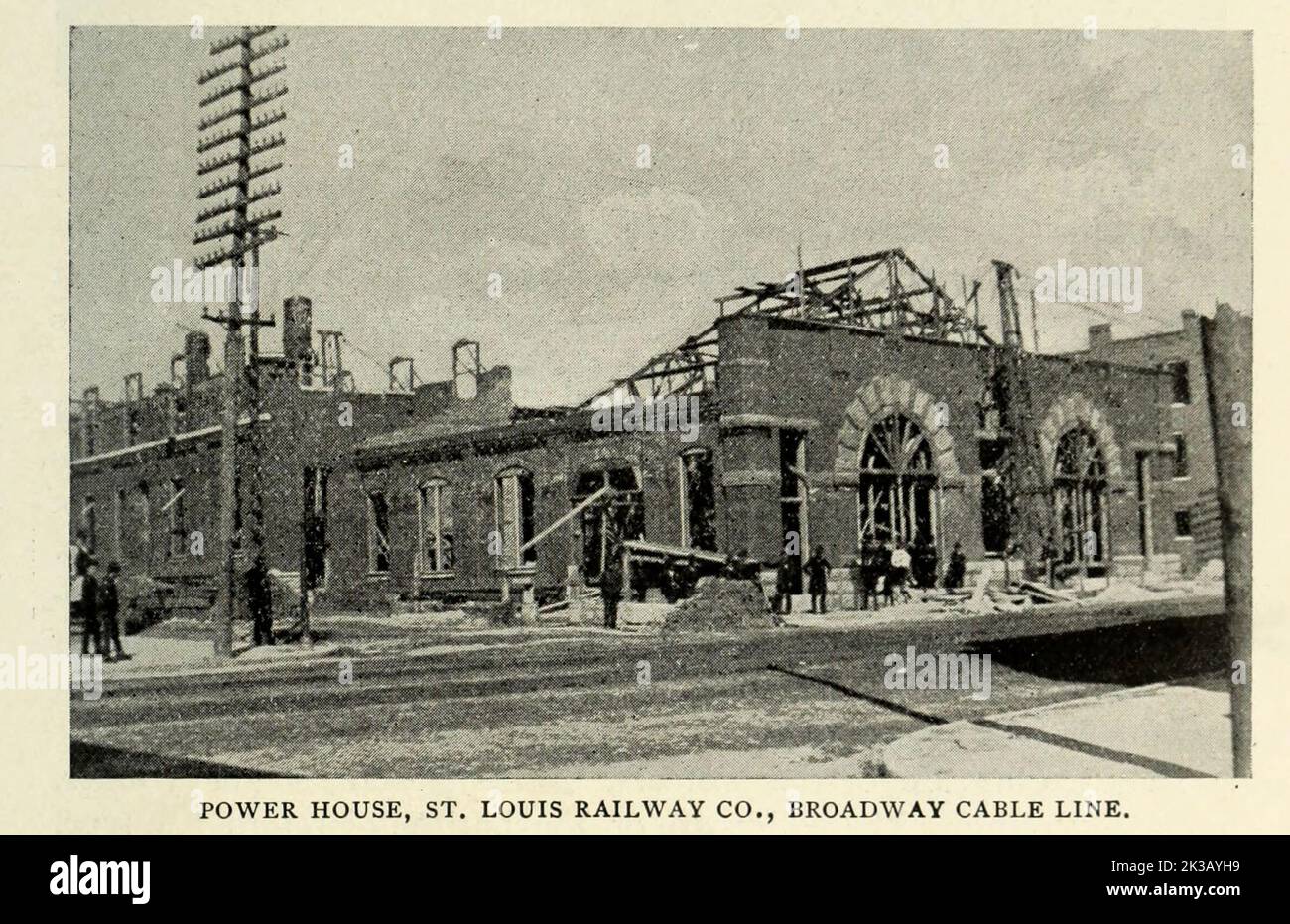 Power House St. Louis Railway Co. Broadway Cable Line from the Article THE STREET RAILWAYS OF ST. LOUIS, Missouri By William H. Bryan, M. E. from The Engineering Magazine DEVOTED TO INDUSTRIAL PROGRESS Volume VIII April to September, 1895 NEW YORK The Engineering Magazine Co Stock Photo