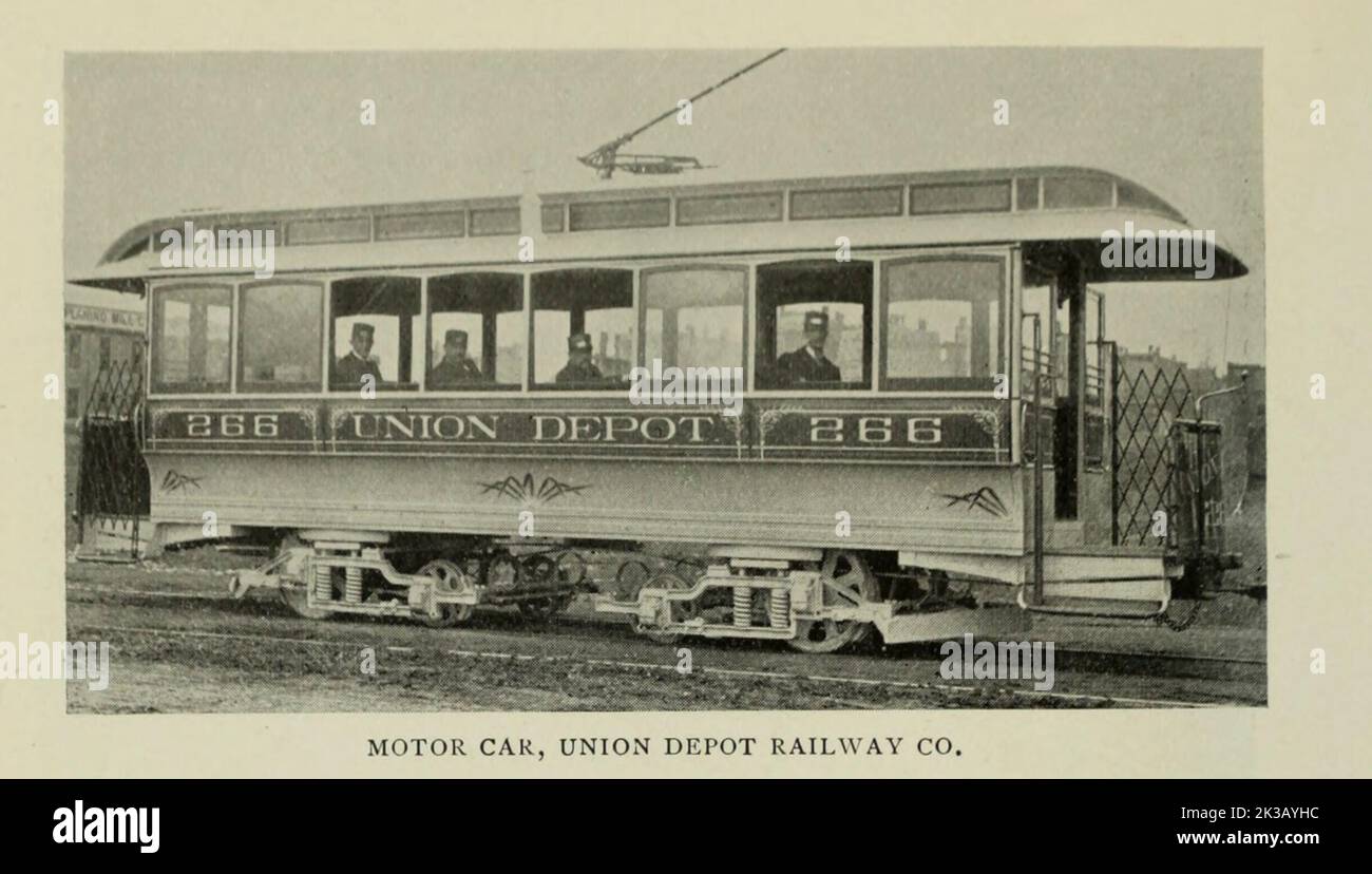 Motor Car Depot Railway Co. from the Article THE STREET RAILWAYS OF ST. LOUIS, Missouri By William H. Bryan, M. E. from The Engineering Magazine DEVOTED TO INDUSTRIAL PROGRESS Volume VIII April to September, 1895 NEW YORK The Engineering Magazine Co Stock Photo