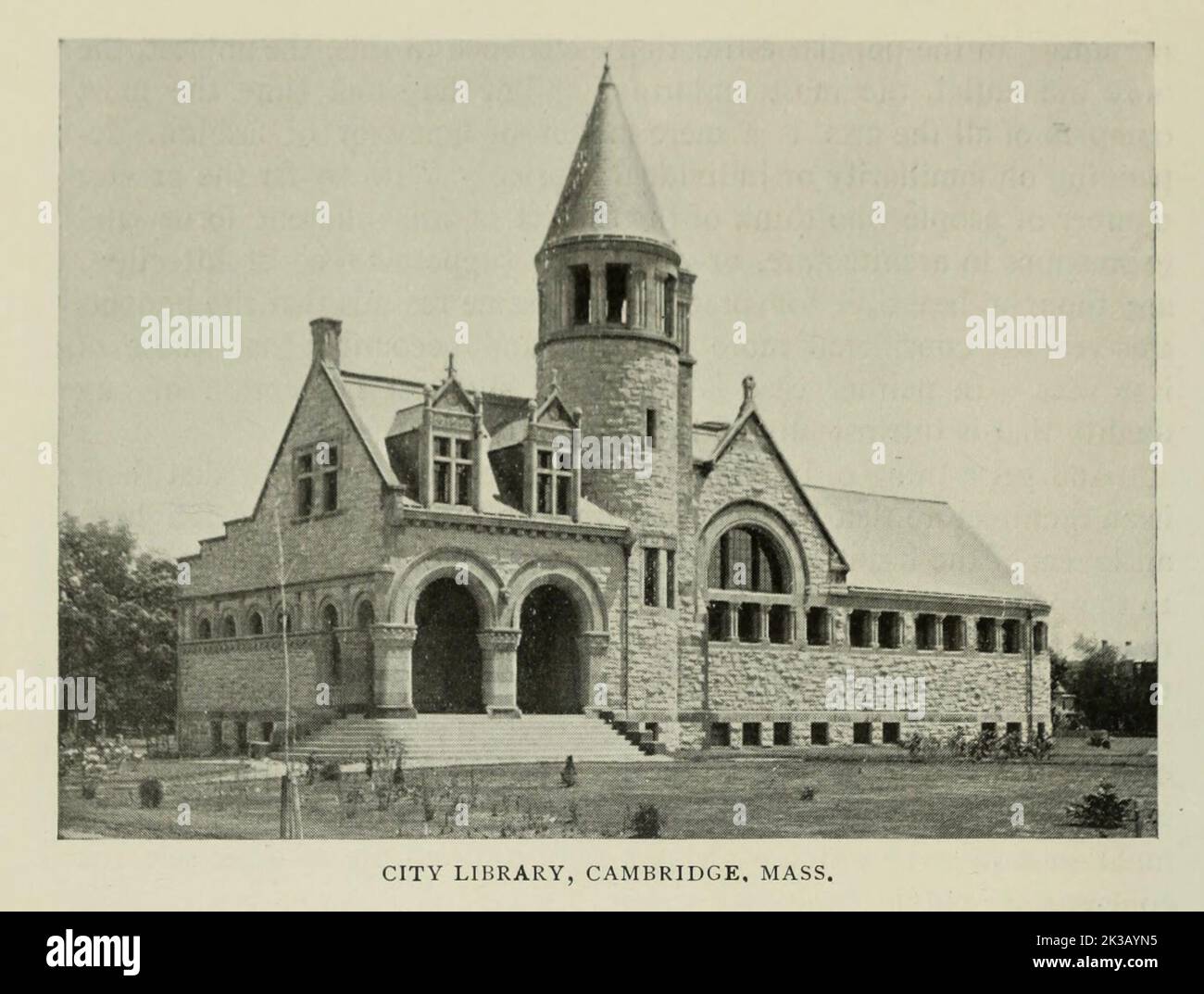 City Library, Cambridge Mass from the Article THE ARCHITECTURE OF MUNICIPAL BUILDINGS. By E. C. Gardner from The Engineering Magazine DEVOTED TO INDUSTRIAL PROGRESS Volume VIII April to September, 1895 NEW YORK The Engineering Magazine Co Stock Photo