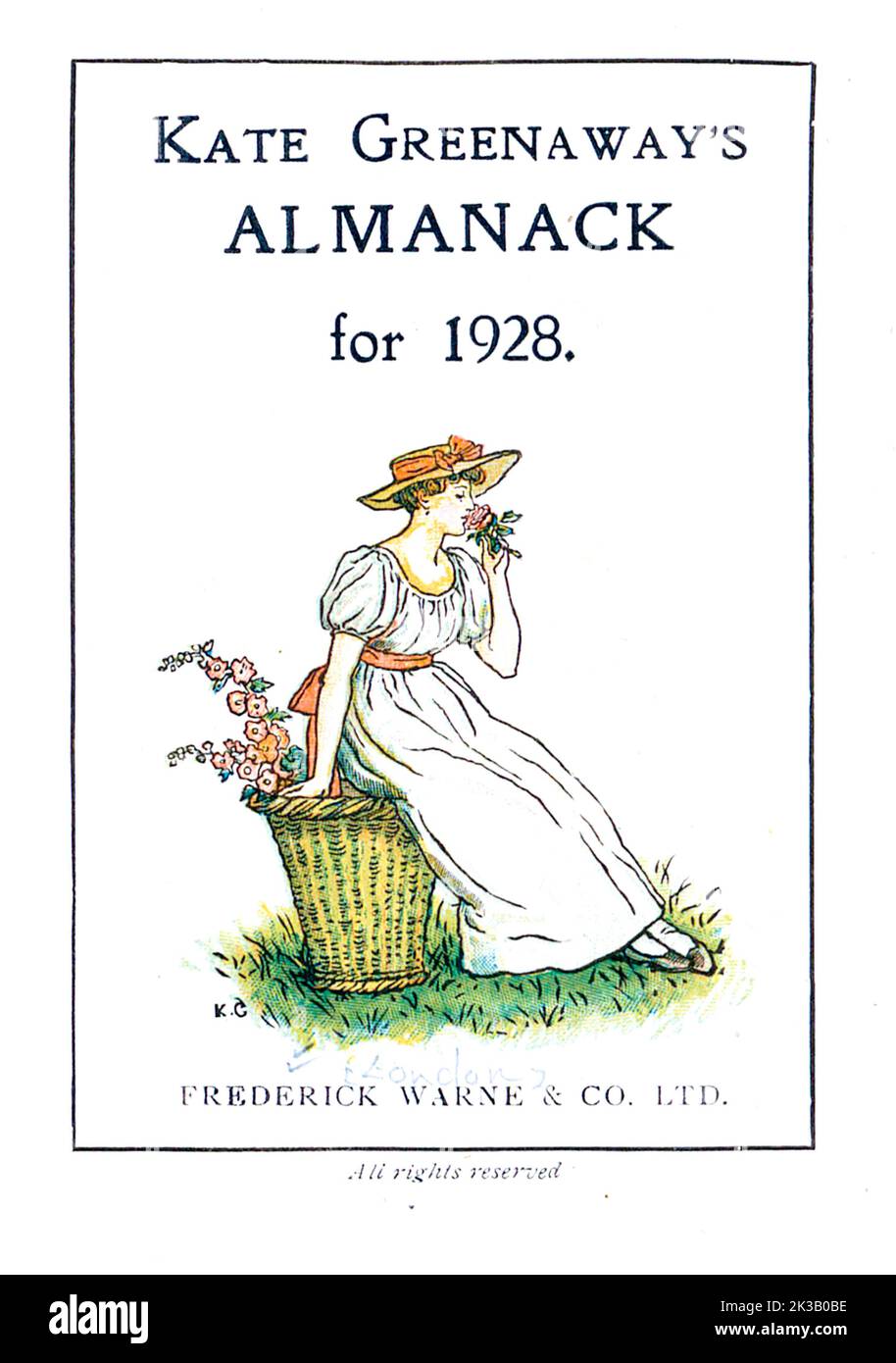 Title page for Kate Greenaway's Almanac for 1928 Stock Photo