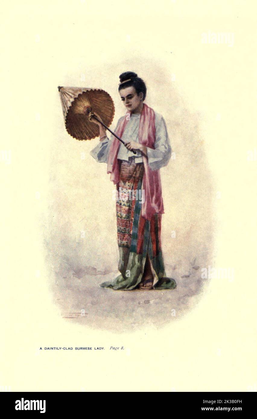 A DAINTILY-CLAD BURMESE LADY from the book ' Burma ' by Kelly, R. Talbot (Robert Talbot), 1861-1934 Publication date 1908 Publisher London : Adam and Charles Black Stock Photo