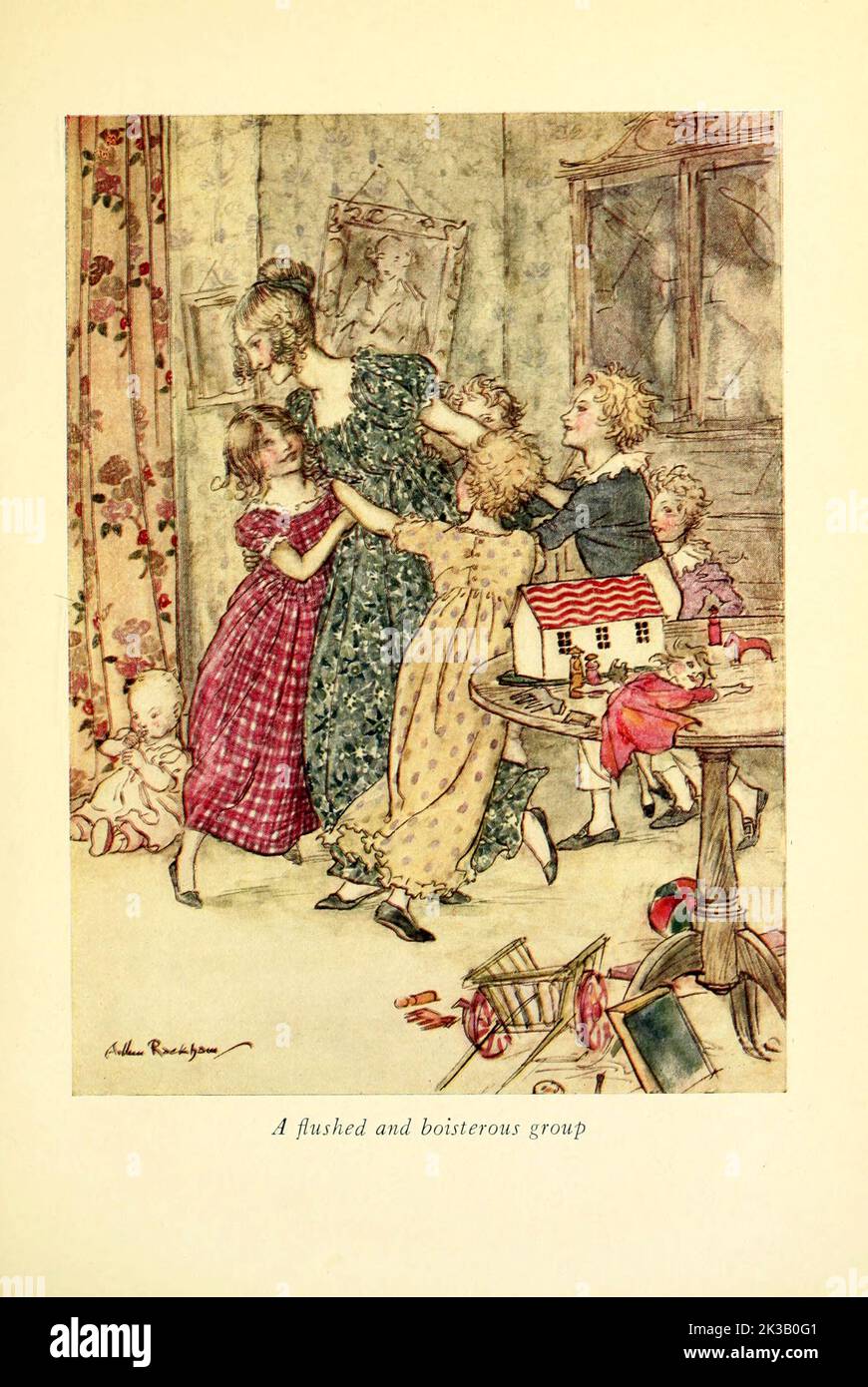 A flushed and boisterous group Illustrated by Arthur Rackham from the book ' A Christmas carol ' by Charles Dickens, Publication date 1915 Publisher London : William Heinemann ; Philadelphia : J.B. Lippincott Co. Stock Photo