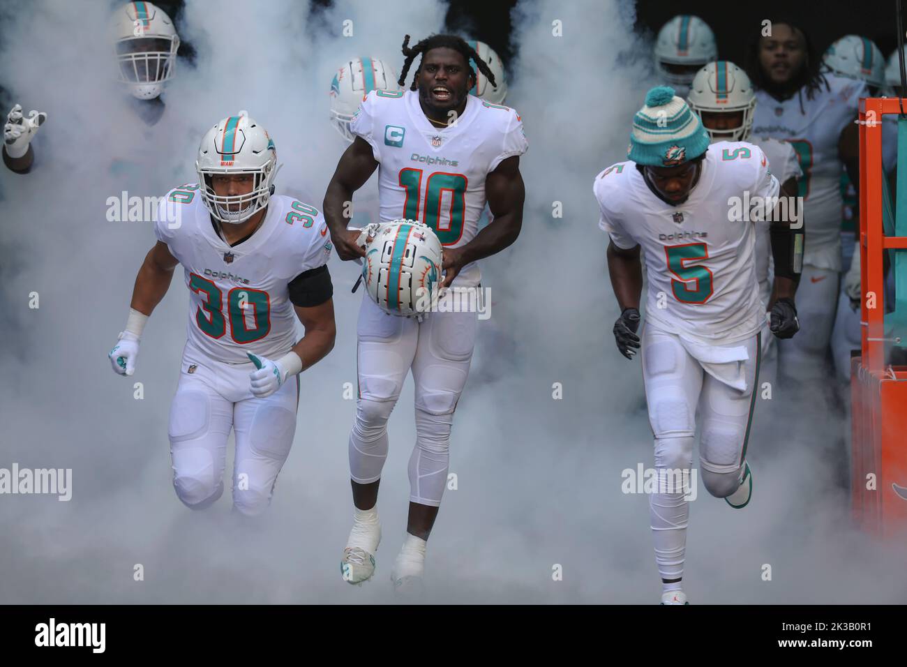 BUFFALO, USA, JANUARY 10, 2023: Miami Dolphins vs. Buffalo Bills. NFL Wild  Card Round 2023, Silhouette of NFL player of american football. holding bal  Stock Photo - Alamy