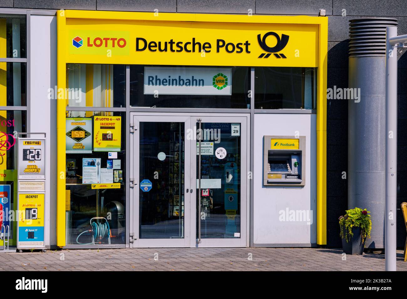 23 July 2022, Dusseldorf, Germany: Deutsche Post department office. German shipping and delivery company Stock Photo
