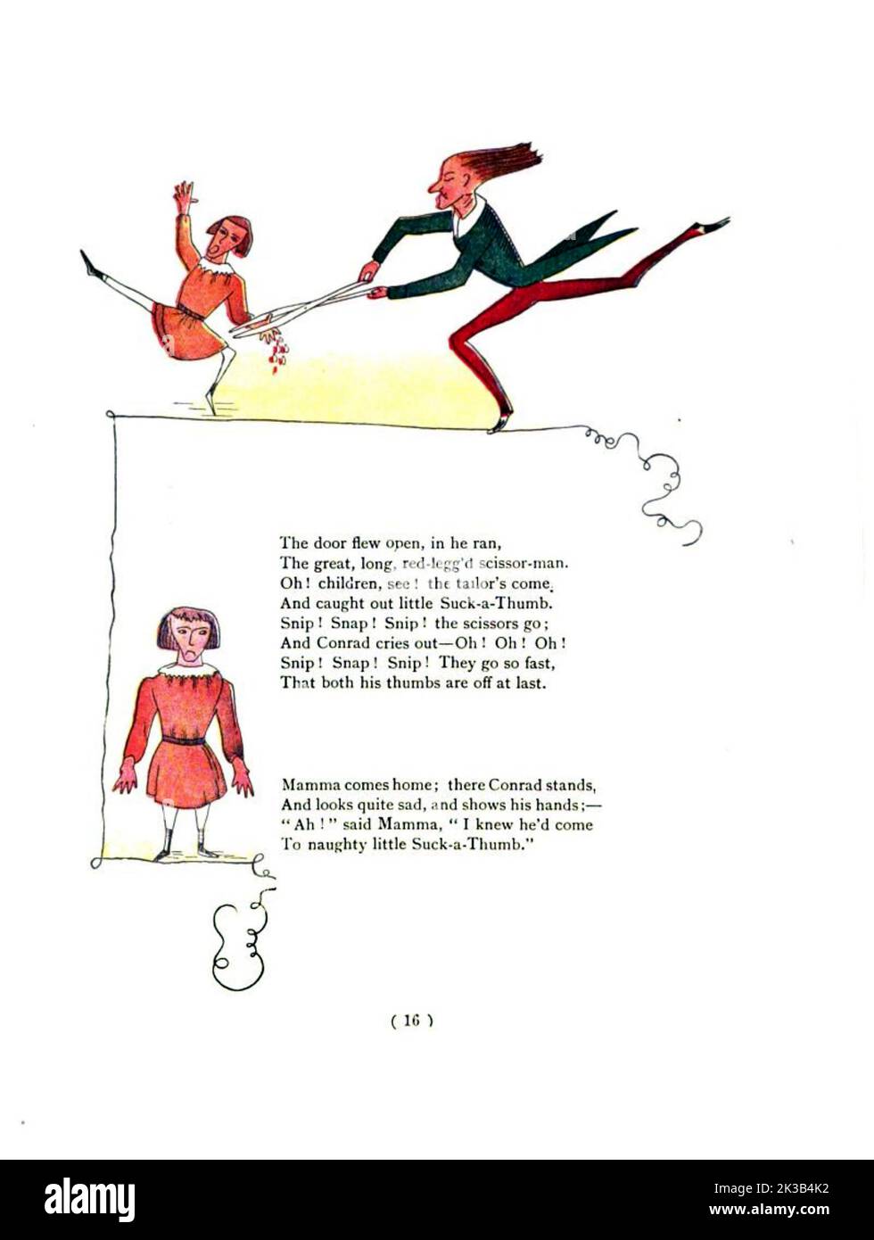 The Story of Little Suck-a-Thumb from ' The Struwwelpeter painting book ' Pretty Stories and Funny Pictures for Little Children by Heinrich Hoffmann Published in London in 1900 Stock Photo