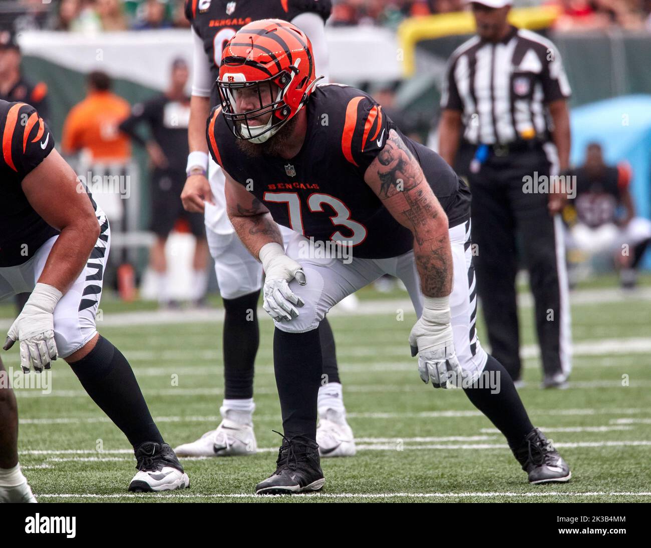 East Rutherford, New Jersey, USA. 26th Sep, 2022. Cincinnati Bengals offensive tackle Jonah Williams (73) during a NFL game at MetLife Stadium in East Rutherford, New Jersey on Sunday September 25, 2022. Cincinnati Bengals defeated the New York Jets 27-12. Duncan Williams/CSM/Alamy Live News Stock Photo