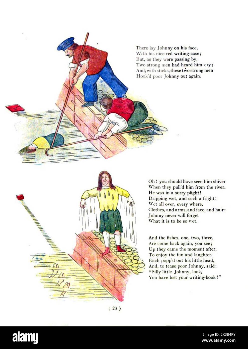 The Story of Johnny Head-in-Air from ' The Struwwelpeter painting book ' Pretty Stories and Funny Pictures for Little Children by Heinrich Hoffmann Published in London in 1900 Stock Photo