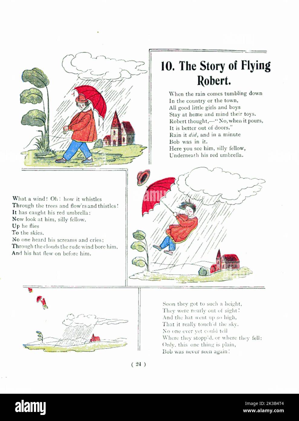 The Story of Flying Robert from ' The Struwwelpeter painting book ' Pretty Stories and Funny Pictures for Little Children by Heinrich Hoffmann Published in London in 1900 Stock Photo