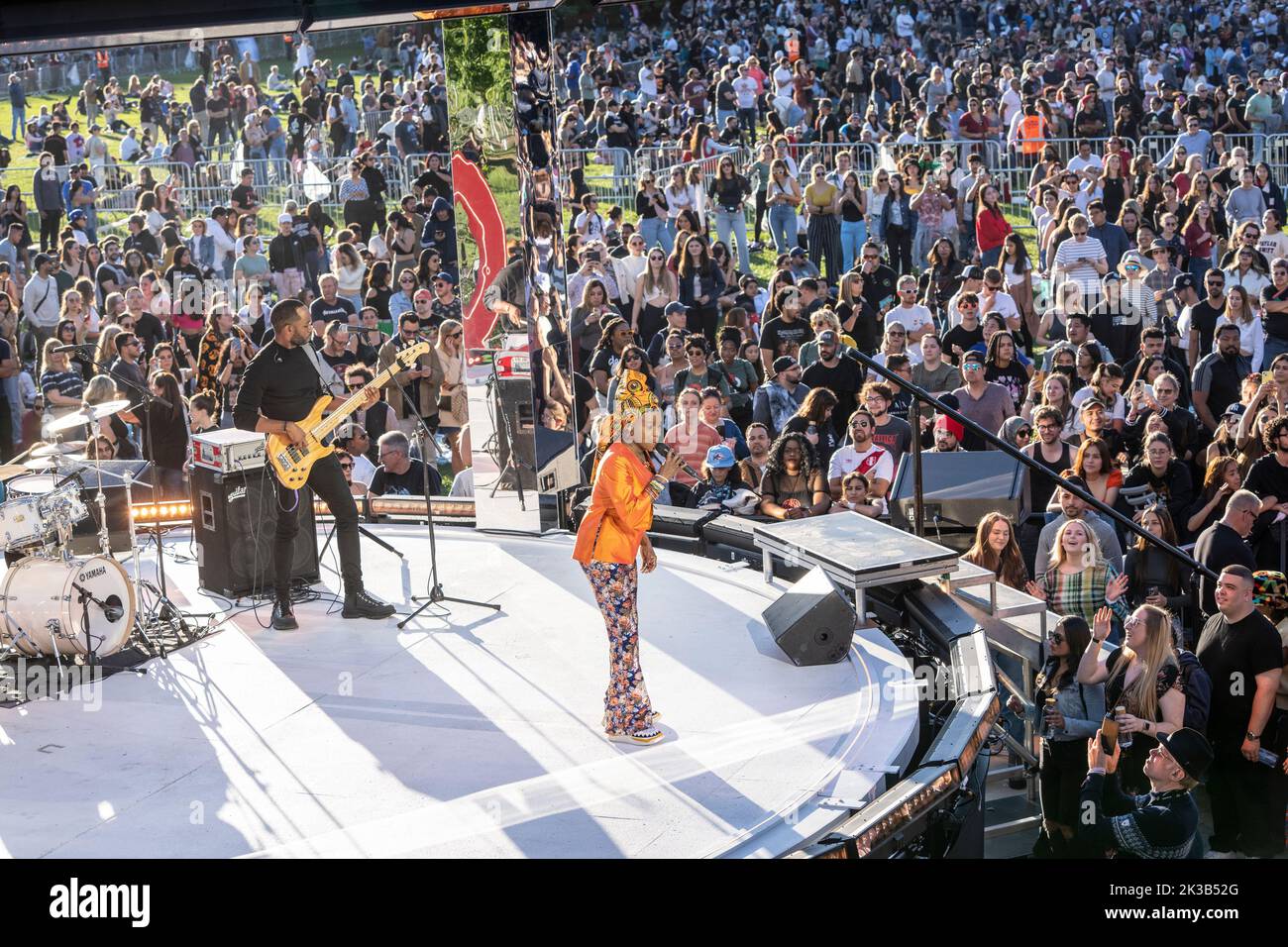 New York, NY - September 24, 2022: Angelique Kidjo performs at Global Citizen Festival NYC in Central Park Stock Photo