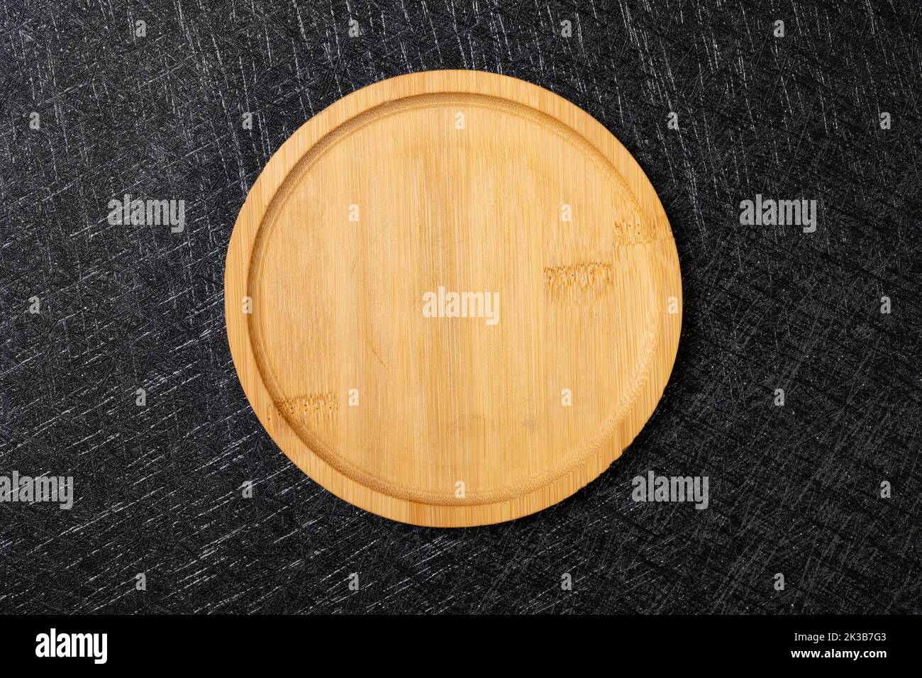 top view empty wooden dish Stock Photo
