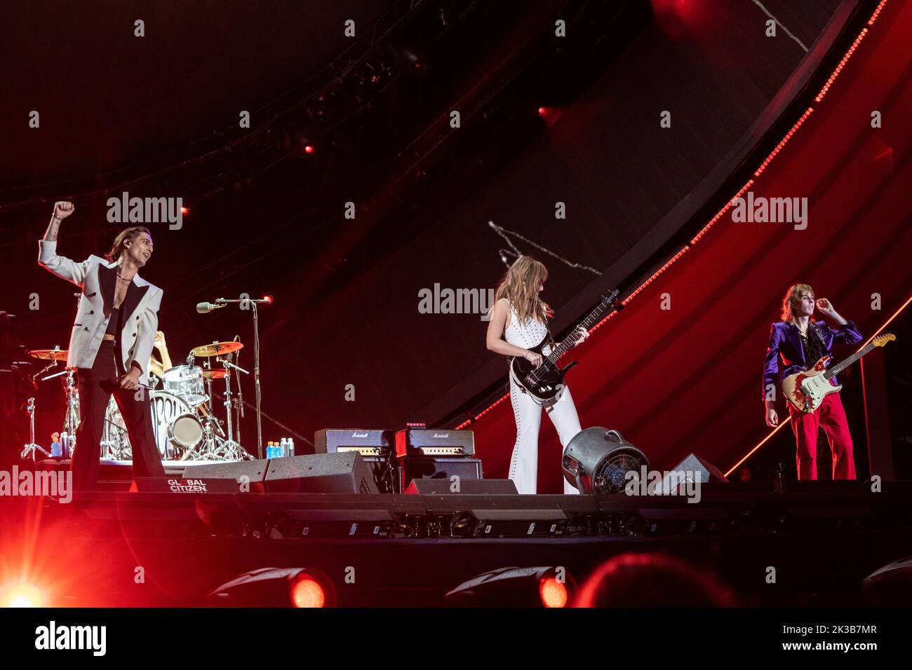 New York, NY - September 24, 2022: Maneskin performs at Global Citizen Festival NYC in Central Park Stock Photo
