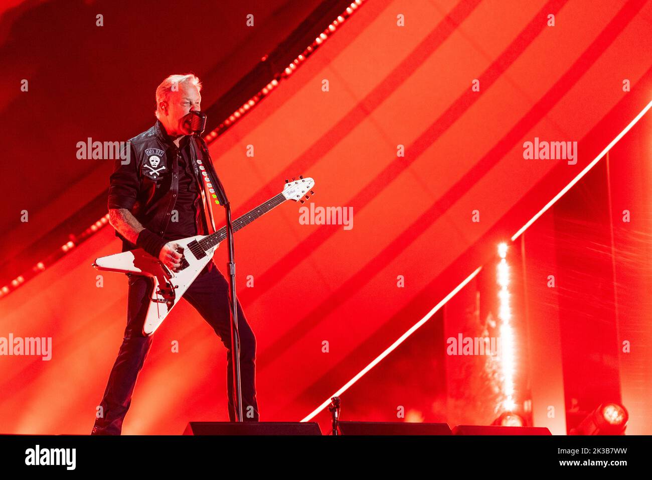 New York, NY - September 24, 2022: James Hetfield of Metallica performs at Global Citizen Festival NYC in Central Park Stock Photo