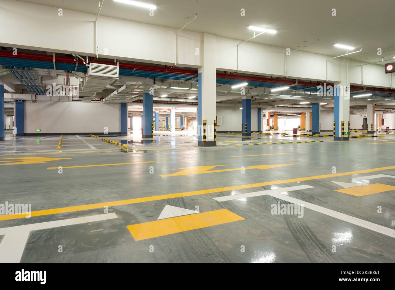 bright underground parking for a high building Stock Photo