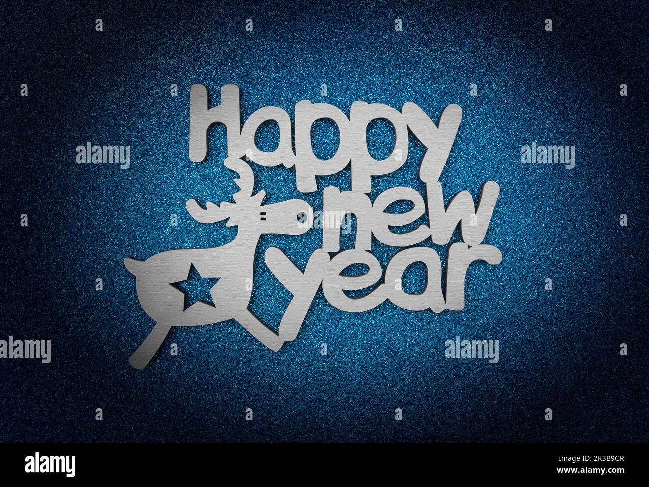Happy New Year. The inscription On a festive background. Stock Photo
