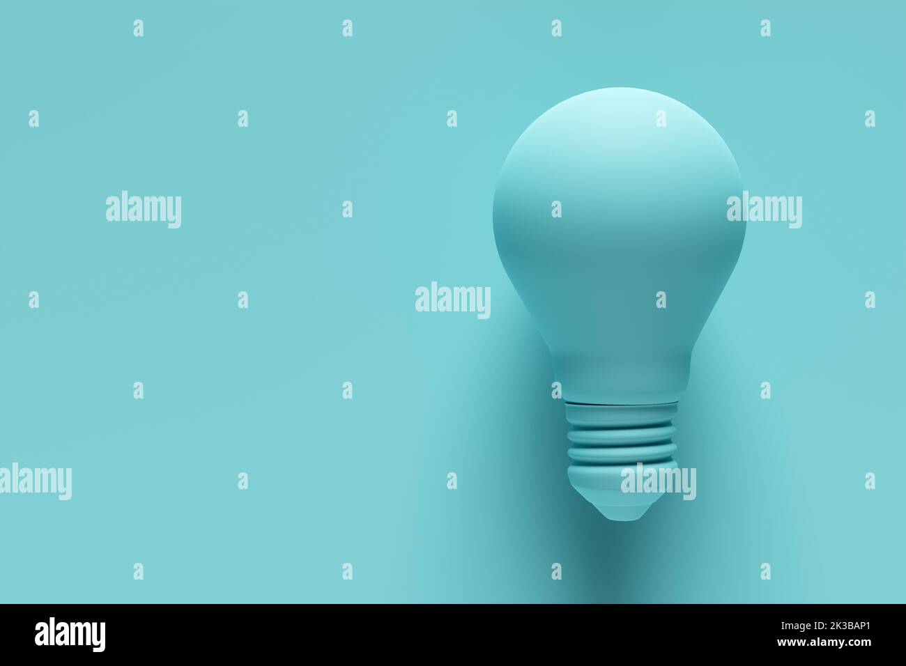 Blue light bulb on blue background. 3D rendering. Creative thinking, idea, innovation and inspiration concept. 3D rendering. Stock Photo