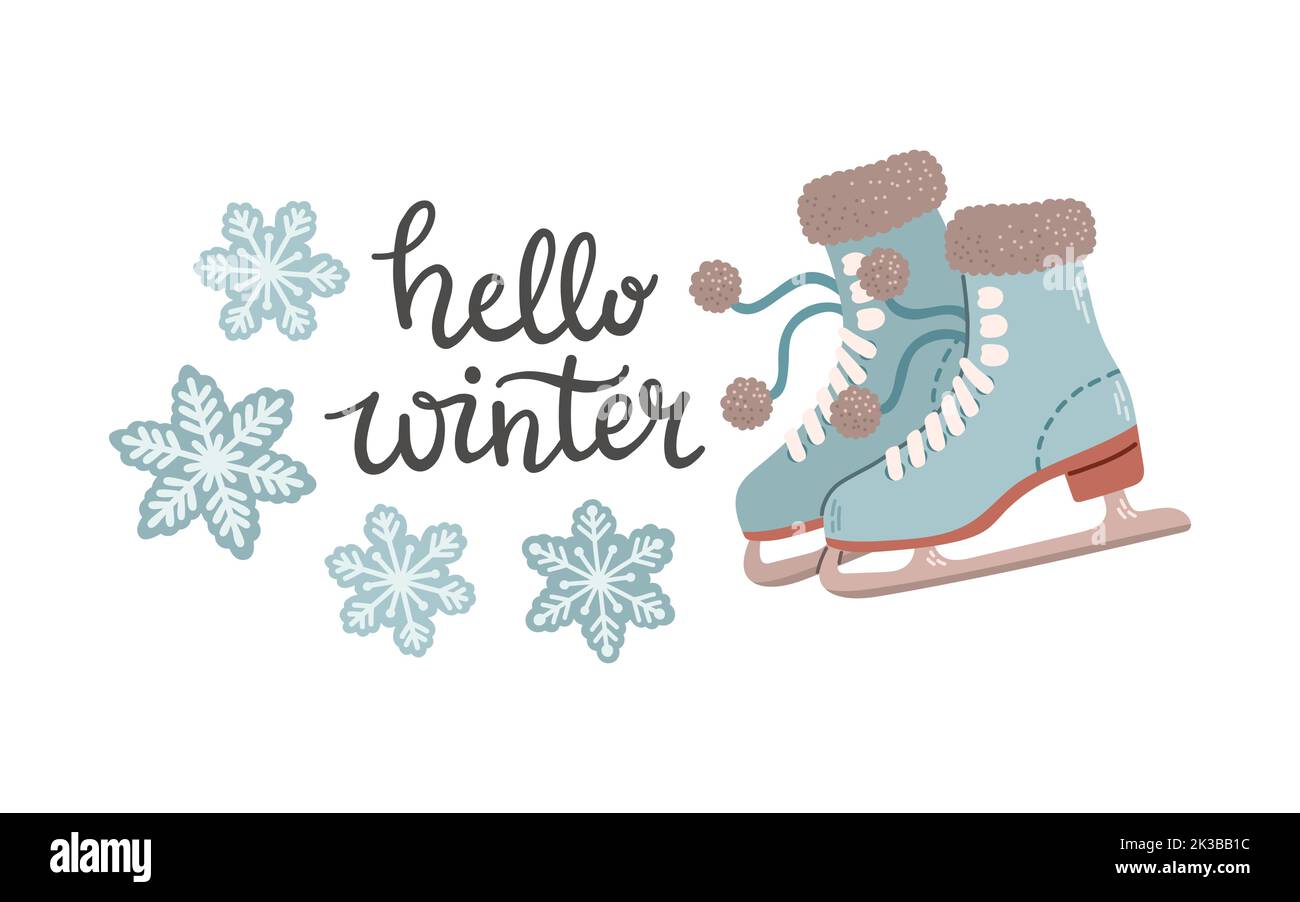 Skating Ring Script Figure skating skates lettering flat design vector Stock Vector Image ...