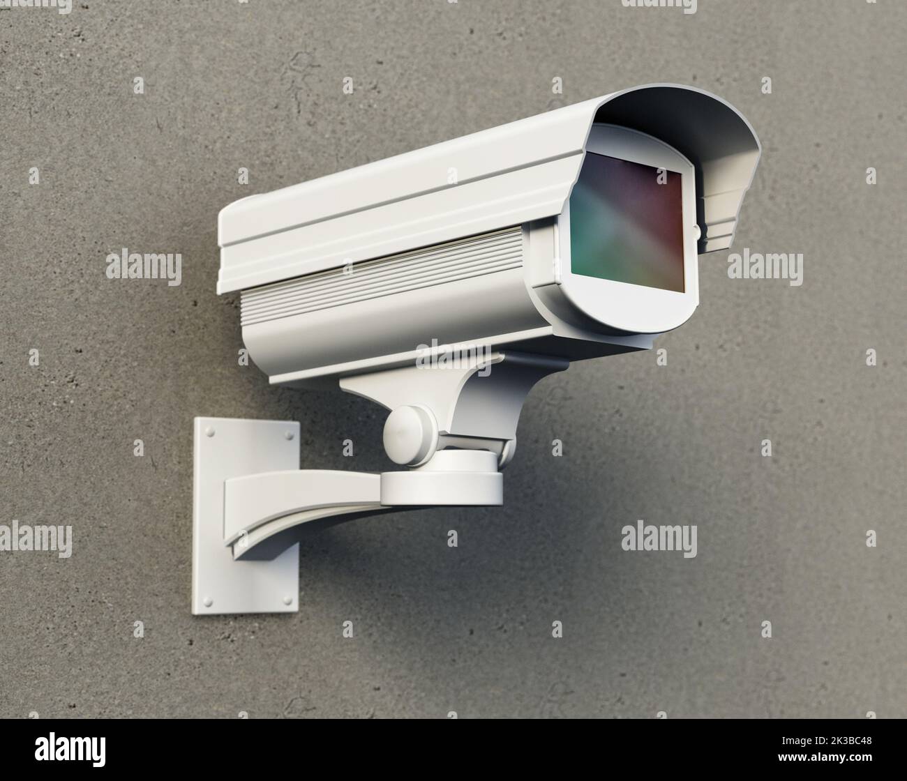CCTV camera on the wall. 3D illustration. Stock Photo