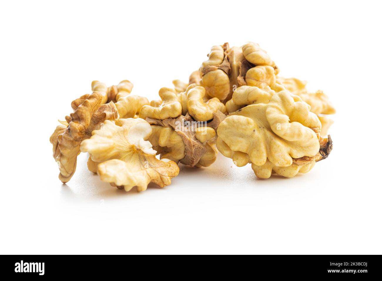 Peeled walnut isolated on the white background. Stock Photo