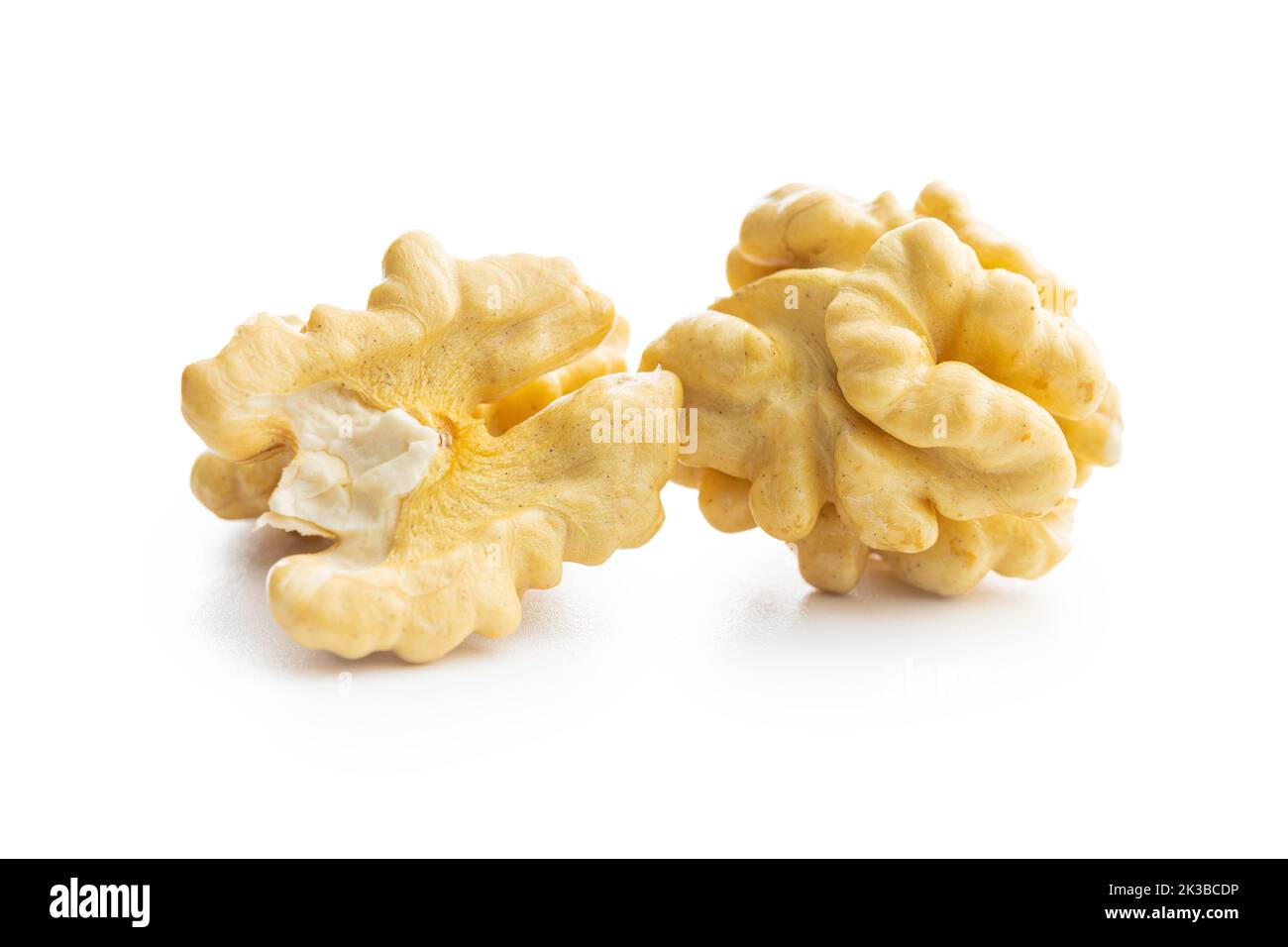 Peeled walnut isolated on the white background. Stock Photo