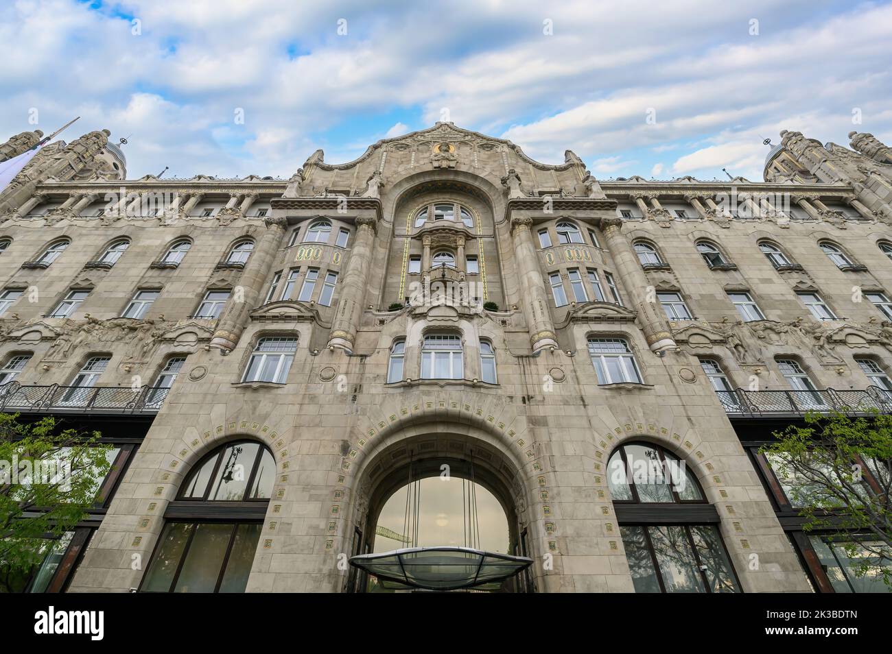 View of the Four Seasons Gresham Palace Hotel Budapest, a luxury hotel in a historic Art Nouveau building in downtown Budapest, Hungary Stock Photo