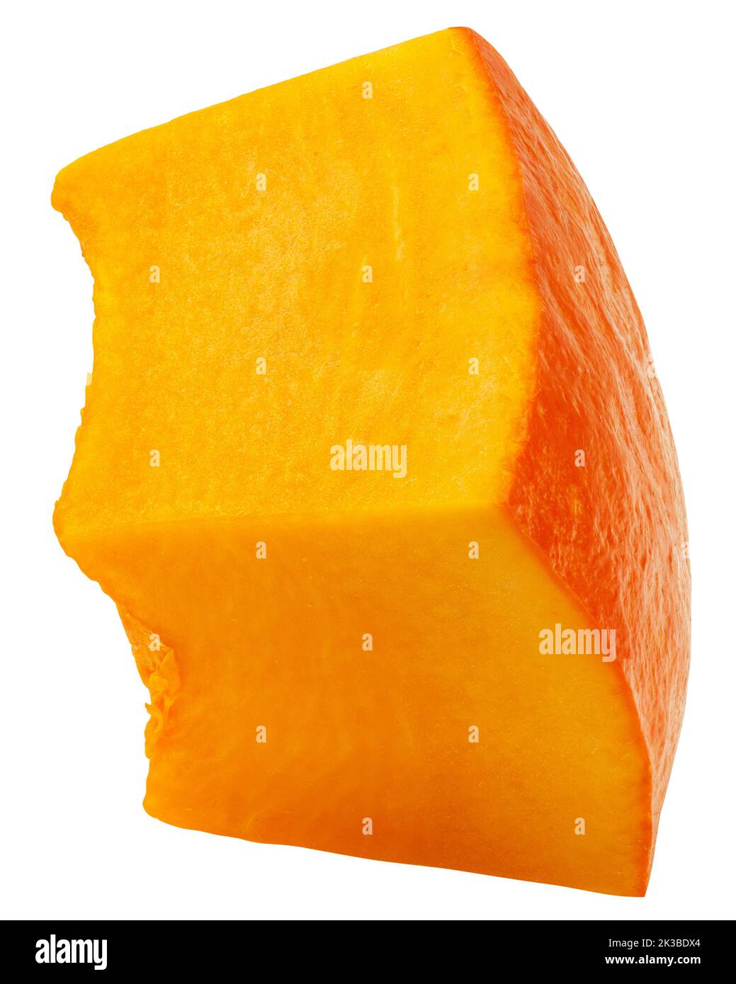 piece of pumpkin, cubes, isolated on white background, clipping path, full depth of field Stock Photo