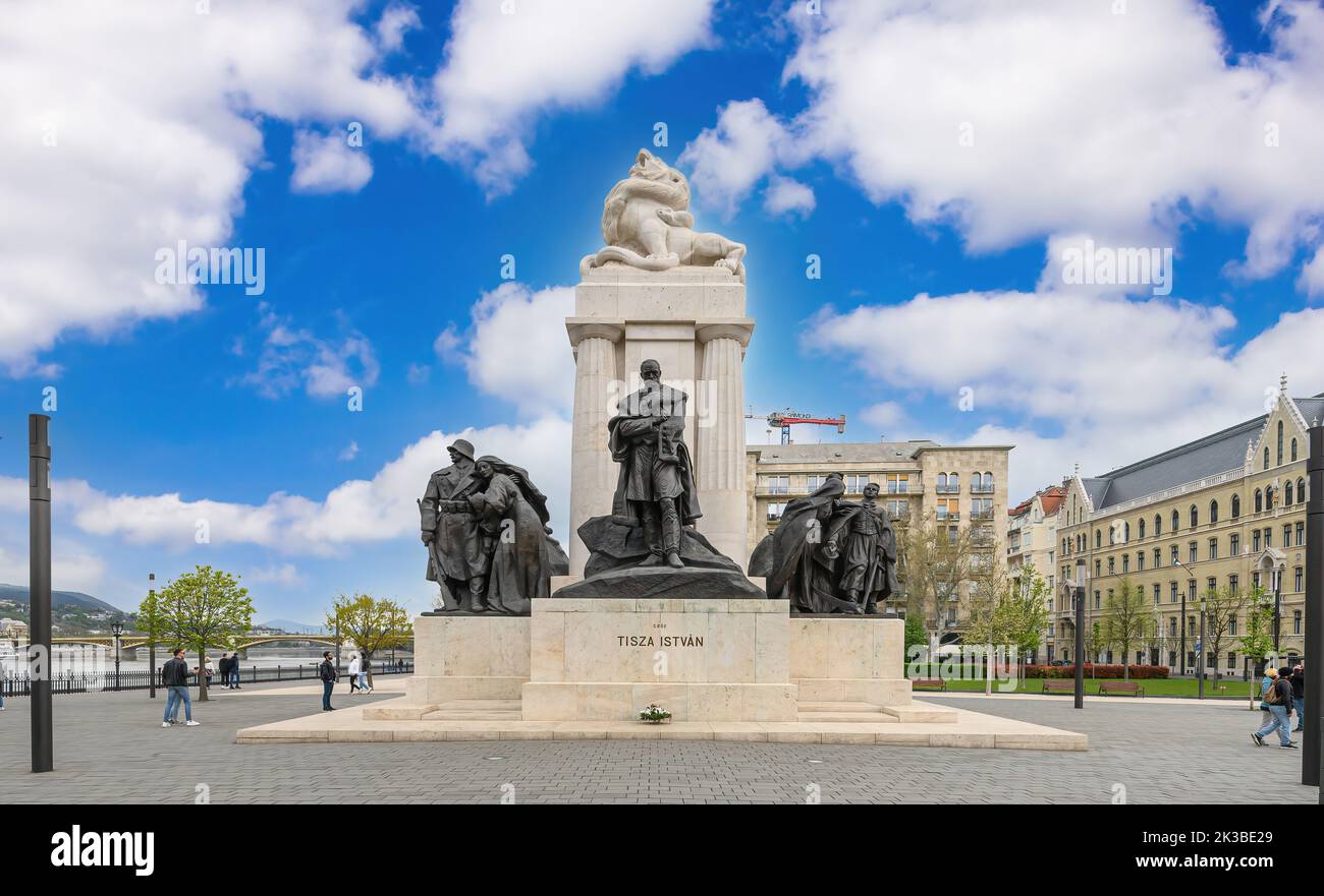 Budapest, Hungary. Istvan Tisza Monument Stock Photo
